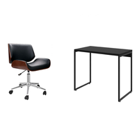 Conjunto de Mesa Studio com Cadeira de Escritório Diretor Giratória Lauren Preta
