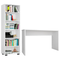 Conjunto Escritório 2 Peças Mesa Gávea e Estante Office Branco - Móveis Leão