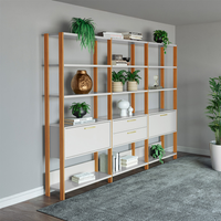 Estante Helen 100% MDF 2 Portas 2 Gavetas Off White e Freijó