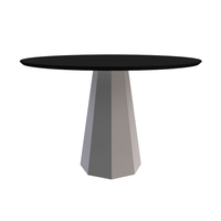 Mesa De Jantar Redonda Com Tampo De Vidro Isis Preta E Off White 117 Cm