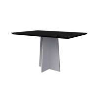 Mesa De Jantar Retangular Com Tampo De Vidro Anitta Preta E Off White 135 Cm