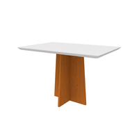 Mesa De Jantar Retangular Com Tampo De Vidro Anitta Off White E Ype 120 Cm