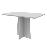 Mesa De Jantar Retangular Com Tampo De Vidro Anitta Off White 120 Cm