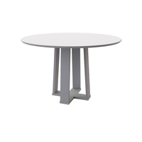 Mesa De Jantar Redonda Com Tampo De Vidro Isabela Off White 117 Cm