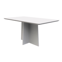 Mesa De Jantar Retangular Com Tampo De Vidro Anitta Off White 160 Cm