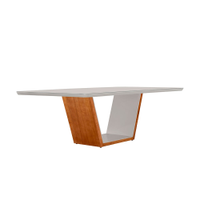 Mesa De Jantar Retangular Com Tampo De Vidro Luna Cinamomo E Off White