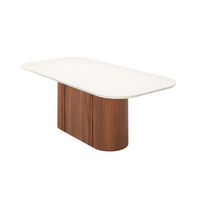 Mesa de Jantar Retangular com Tampo de Vidro Off White Kalina Canela 219 cm
