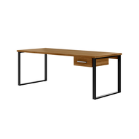 Mesa De Escritório Málaga 1 Gv Nogal E Preta 190 Cm