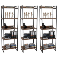 Kit 3 Estantes Livreiro Multiuso Prisma Estilo Industrial 60cm 5 Prateleiras C08 Nogal - Mpozenato