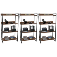 Kit 3 Estantes Livreiro Multiuso Prisma Estilo Industrial 80cm 4 Prateleiras C08 Nogal - Mpozenato