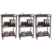 Kit 3 Estantes Livreiro Multiuso Prisma Estilo Industrial 60cm 3 Prateleiras C08 Nogal - Mpozenato