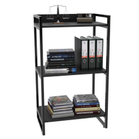 Kit 2 Estantes Livreiro Multiuso Prisma Estilo Industrial 60cm 3 Prateleiras C08 Preto Onix - Mpozenato