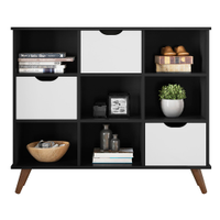 Nicho Organizador Multifuncional 6 Nichos 3 Gavetas Pés Retrô Cube Q01 Preto/Branco - Mpozenato