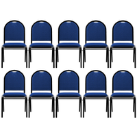 Kit 10 Cadeiras Hoteleiras Auditório Empilhável Linho M23 Azul - Mpozenato