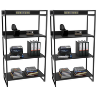 Kit 2 Estantes Livreiro Multiuso Prisma Estilo Industrial 80cm 4 Prateleiras C08 Preto Onix - Mpozenato