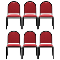 Kit 6 Cadeiras Hoteleiras Auditório Empilhável Linho M23 Vermelho - Mpozenato