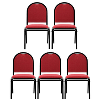 Kit 5 Cadeiras Hoteleiras Auditório Empilhável Linho M23 Vermelho - Mpozenato