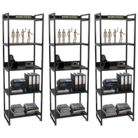 Kit 3 Estantes Livreiro Multiuso Prisma Estilo Industrial 60cm 5 Prateleiras C08 Preto Onix - Mpozenato