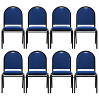 Kit 8 Cadeiras Hoteleiras Auditório Empilhável Linho M23 Azul - Mpozenato