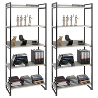 Kit 2 Estantes Livreiro Multiuso Prisma Estilo Industrial 80cm 5 Prateleiras C08 Snow - Mpozenato