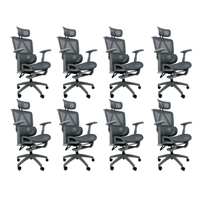 Kit 8 Cadeiras de Escritório Presidente Executiva Oficial Titan Cinza