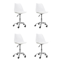 Kit 04 Cadeiras Office Base Cromada Giratória Saarinen Branco