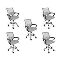 Kit 5 Cadeiras de Escritório Begonia Mesh Ergonômico Cinza