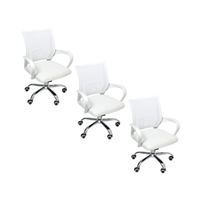 Kit 3 Cadeiras de Escritório Begonia Mesh Ergonômico Branco