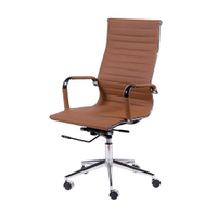 Cadeira de Escritório Eames Esteirinha Alta - PU Caramelo
