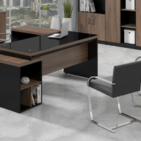 Mesa Diretor Web40 c/ Vidro 1,92 x 1,60 c/3gv - Ameixa/Preto
