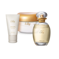 Combo Lily: Desodorante Colônia 75ml + Creme Acetinado Desodorante Corporal 250g + Creme para Mãos 50g