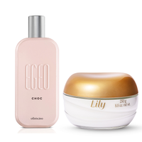 Combo Layering Brilho Cremoso: Creme Acetinado Lily 250g + Egeo Choc Desodorante Colônia 90ml