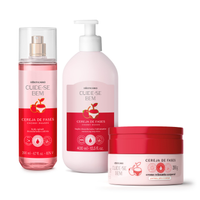 Combo Cuide-se Bem Cereja De Fases: Body Splash 200m + Creme Relaxante Corporal 200ml + Adesivos Secativos Para Espinha