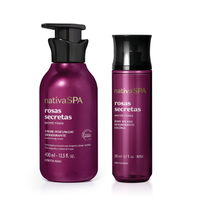 Combo Nativa SPA Rosas Secretas: Sabonete Líquido 250ml + Óleo Multifuncional Corpo E Cabelos 85ml+ Body Splash 200ml