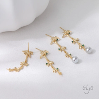 2PCS Bamboo Design Ear Studs Brass Jewelry Findings Making Diy Earrings Supplies 14k Gold Plated Accessories 37*11mm