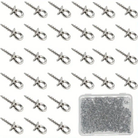 100pcs 10x4mm Stainless Steel Tone Screw Eye Pin Bails Top Drilled Beads End Caps Pendant DIY Charms Connectors Jewelry