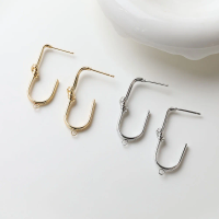 2PCS Dainty U-shaped Knotted Ear Studs Earrings for Jewelry Making DIY Hand Made Brass 14k Gold Plated 34*13mm Accessories