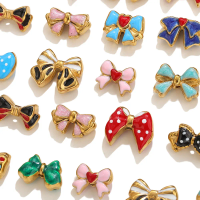 2pcs Stainless Steel Bowknot Spacer Beads For Bracelet Necklacer Enamel Loose Beads DIY Cute Bead Jewelry Making Suuplies Craft
