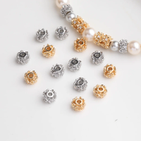 10PCS Dainty Brass Spacer Beads for Handmade Beaded Necklace 14K Gold Plated Jewelry Making Supplies Accessories 6*4mm