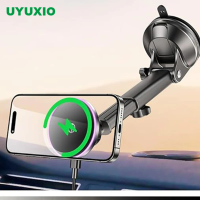 UYUXIO 15W Fast Charging Magnetic Wireless Car Charger for iPhone 16 15 14 12 13 Pro Max Dash Windshield Car Mount Phone Holder