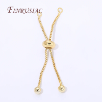 1/3/5Pcs 5cm 18K Gold Plated Adjustable Box Chains Rubber Slider Beads Bracelets Extender Chains For Jewelry Making Accessories