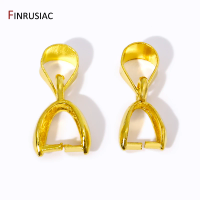 18K Gold Plated Brass Pinch Clip Bail Clasps Hooks Dangle Charm Bead Connector For DIY Pendant Necklace Jewelry Making Findings