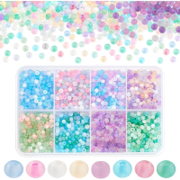 2104pcs 8 Colors Seed Beads 3mm Frosted Glass Beads Transparent Round Beads Mini Spacer Beads Kit Waist Beads
