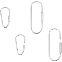 4pcs 2 Styles 304 Stainless Steel Screw Carabiner Lock Clasps Metal Screw Locking Keychain Carabiner Clasps Oval Keychain kit
