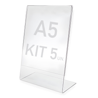 Display Expositor A5 Em L Ps Acrílico Balcão Mesa Kit 5 Pçs
