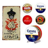 Kit 4 Porta Copos Cerveja Com Suporte + Abridor de Garrafas