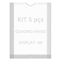 Displays Parede Folha A4 Petg Cristal Quadro Aviso Kit 5 pçs