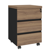 Gaveteiro para Escritório 3 Gavetas com Chave e Rodízios Nogal/Preto