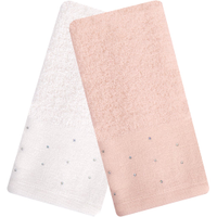 Kit 5 Toalha Lavabo Cristal Natalina 30x50cm Off White/Veludo Rosa
