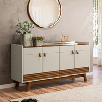 Buffet Aparador Aleppo 4 Portas Pés de Madeira Babus - Freijó / Off White